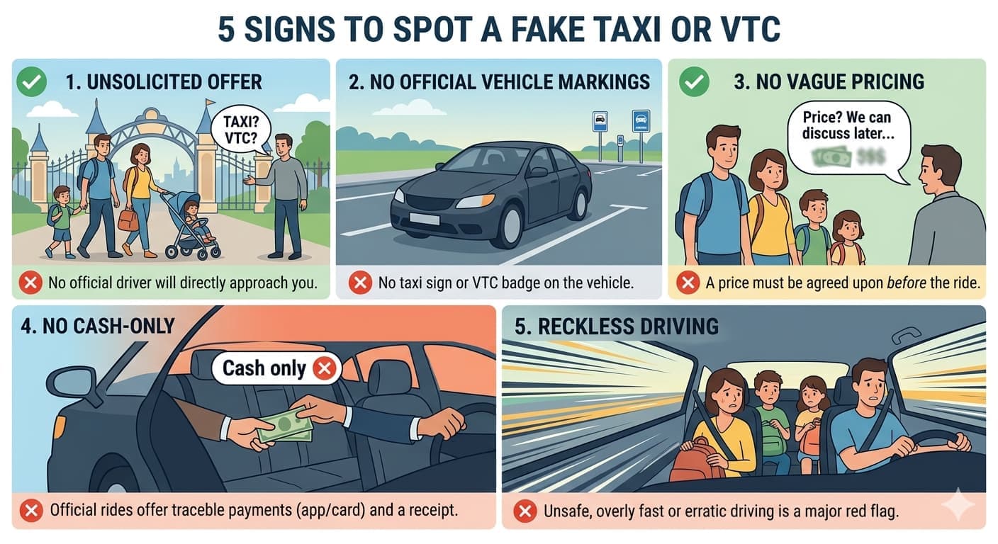 5 Zeichen für ein Falsches Taxi oder Falsches VTC in Disneyland Paris