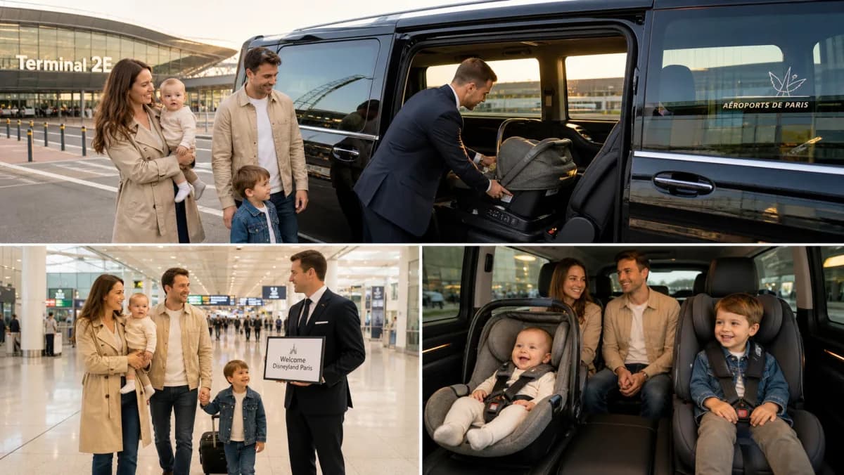 Transfert Disneyland Paris avec bébé : sièges auto gratuits, sécurité & guide complet